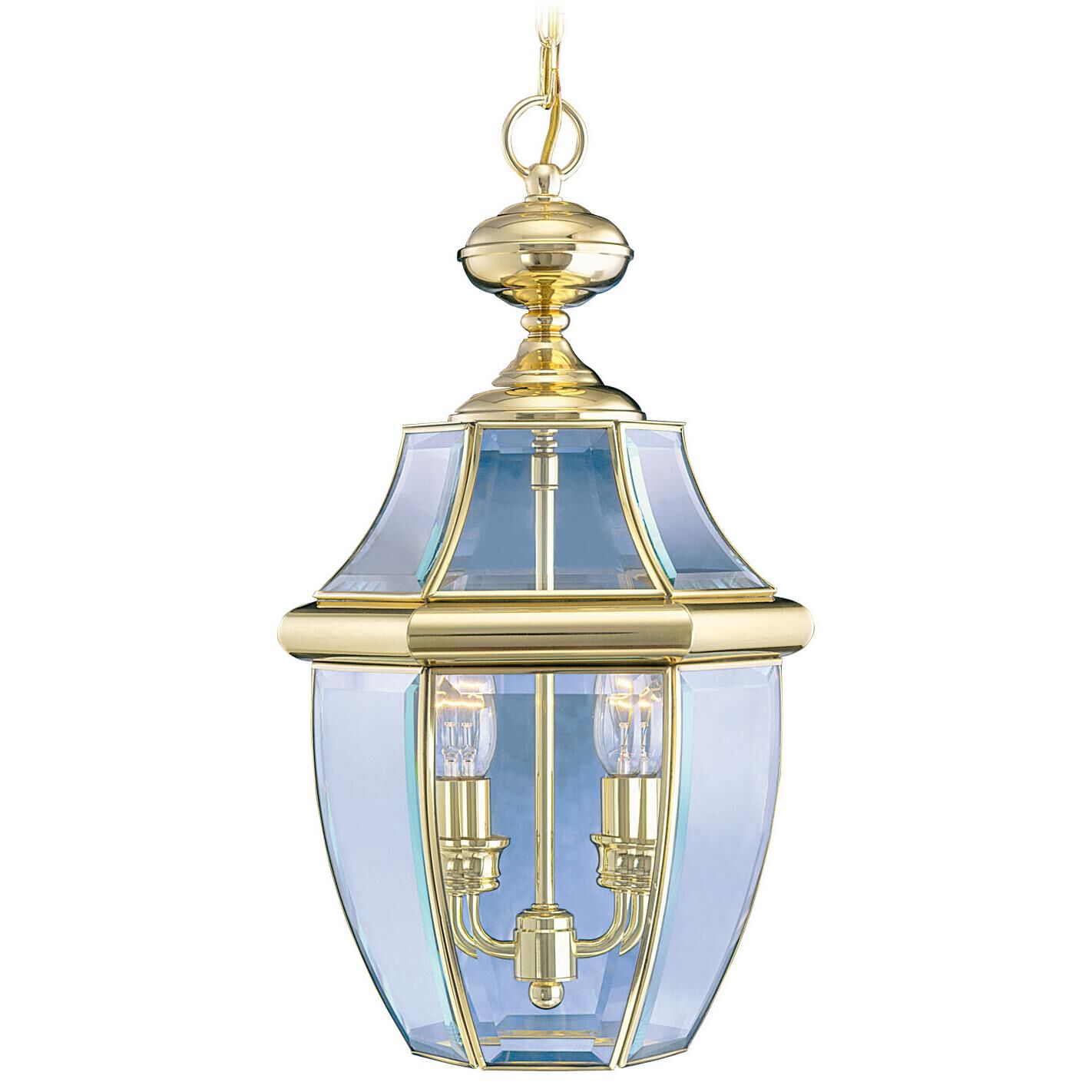 Shown in Polished Brass finish and Clear Beveled glass